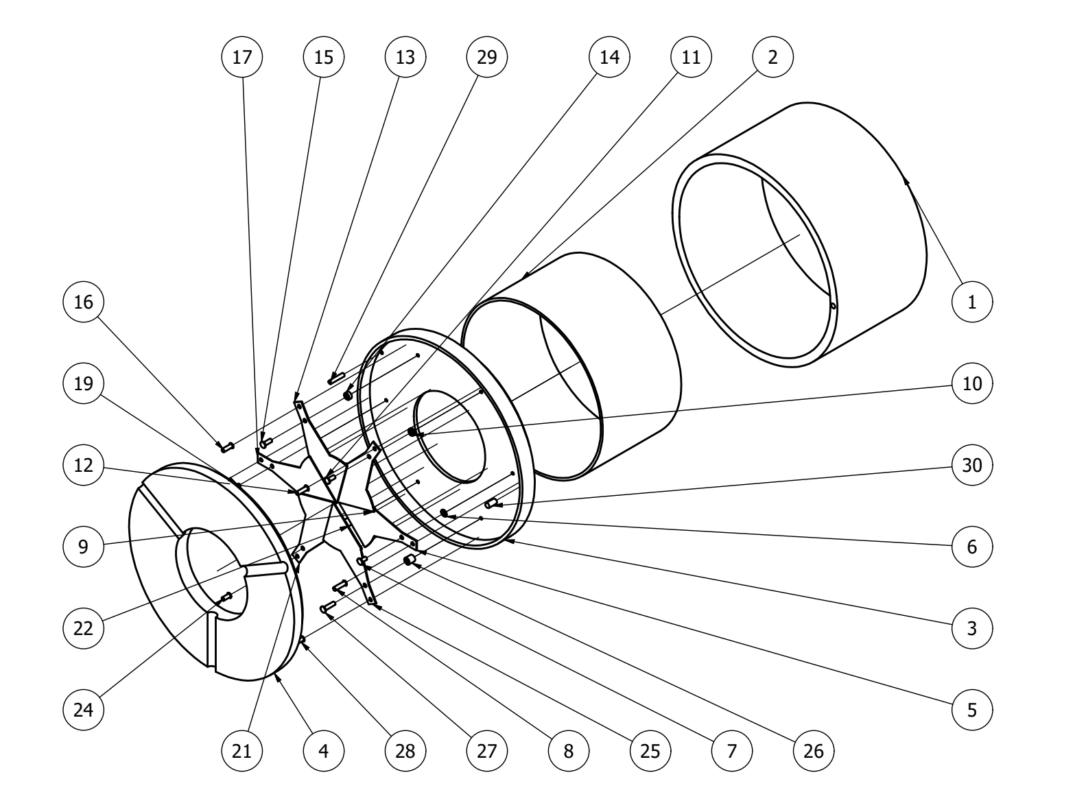 Product development exploded assembly drawing extract